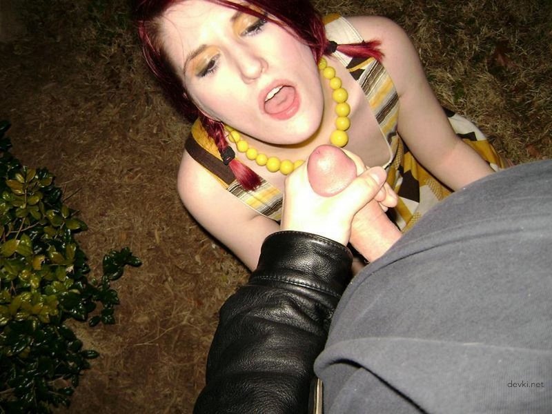 Redhead Blowjob: Amateur Porn Photo of Dick Sucking