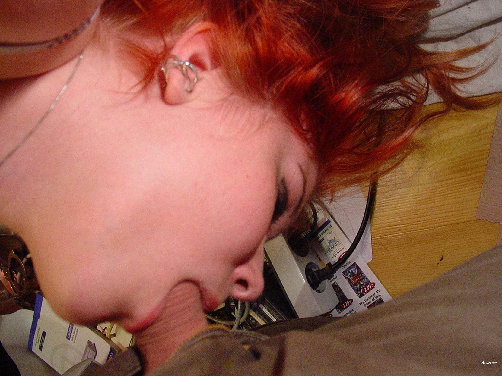 Fiery Redhead Licking Cock - Amateur Porn Photo