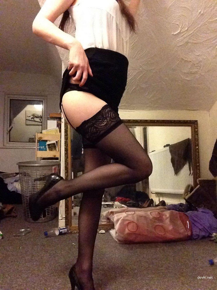 Naked girl in stockings fucks her ass - Amateur anal porn photo