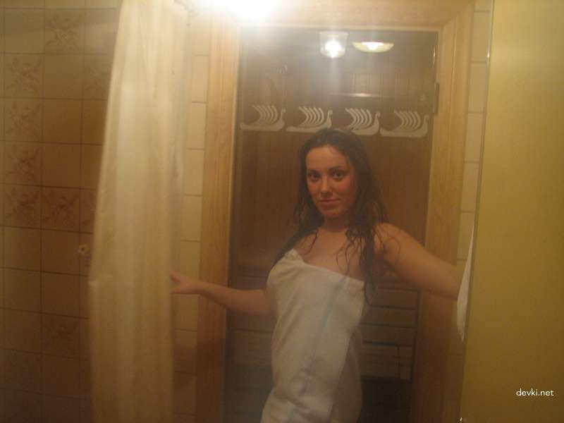 Bride Masturbates Pussy in Sauna - Amateur Porn Photo