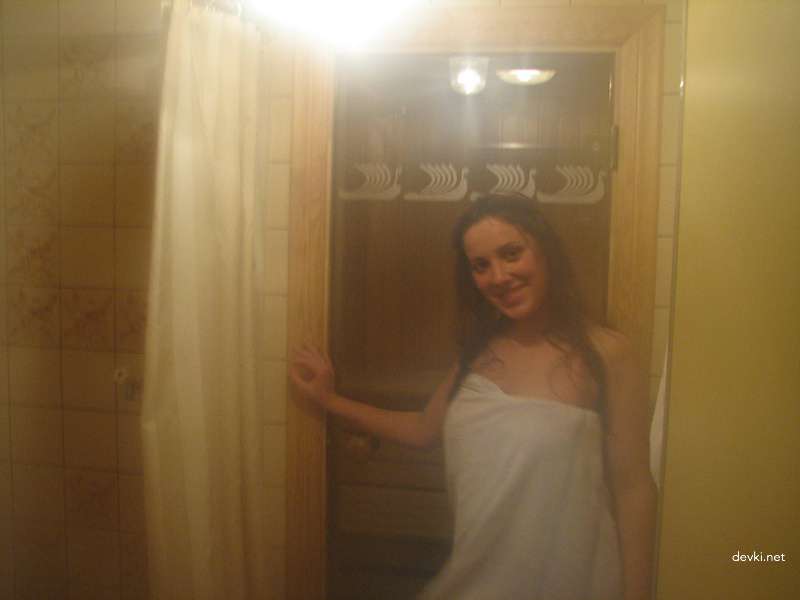 Bride Masturbates Pussy in Sauna - Amateur Porn Photo