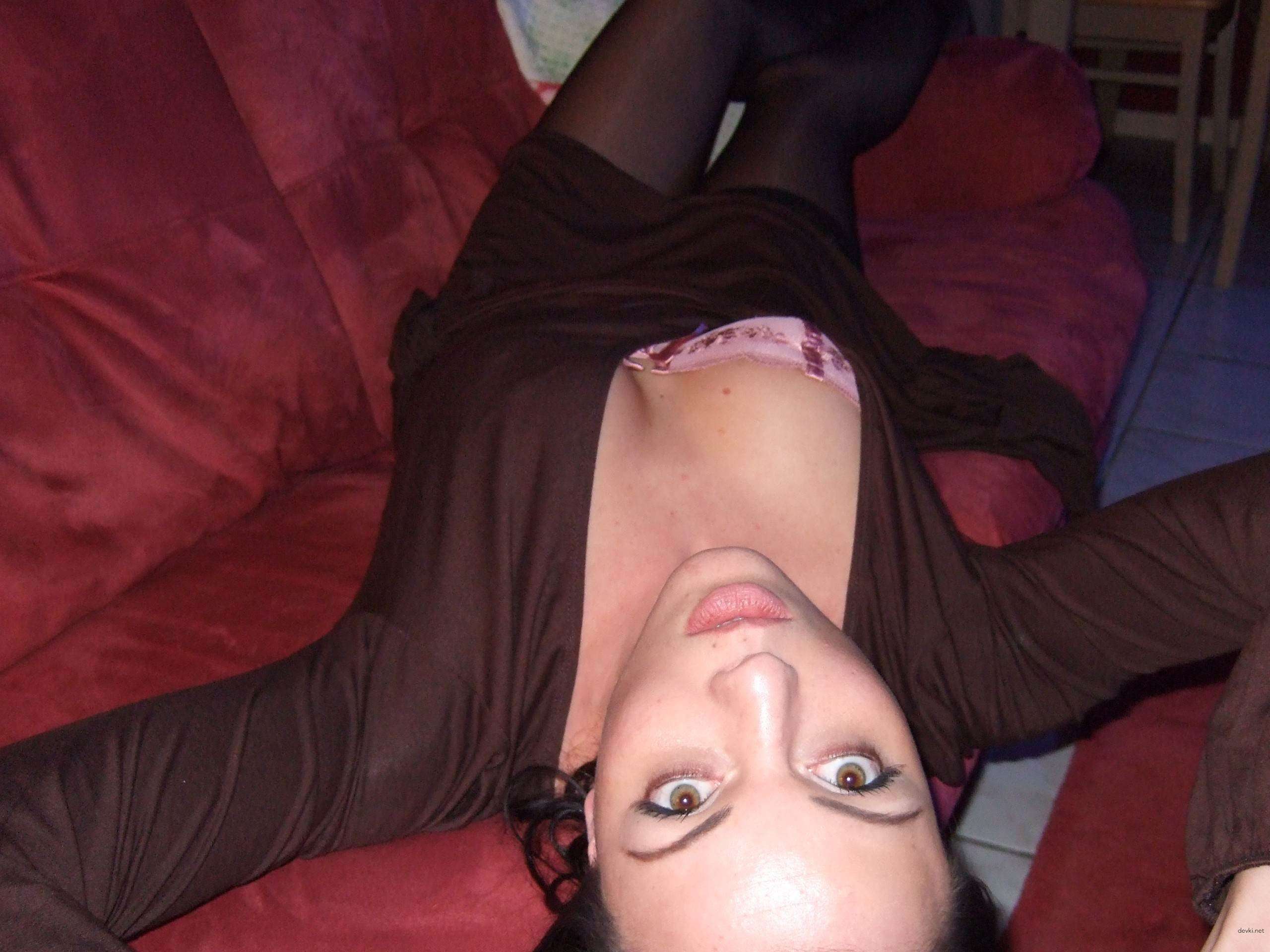 Brunette Fucks Through Panties: Amateur Porn Photo Explicit Action