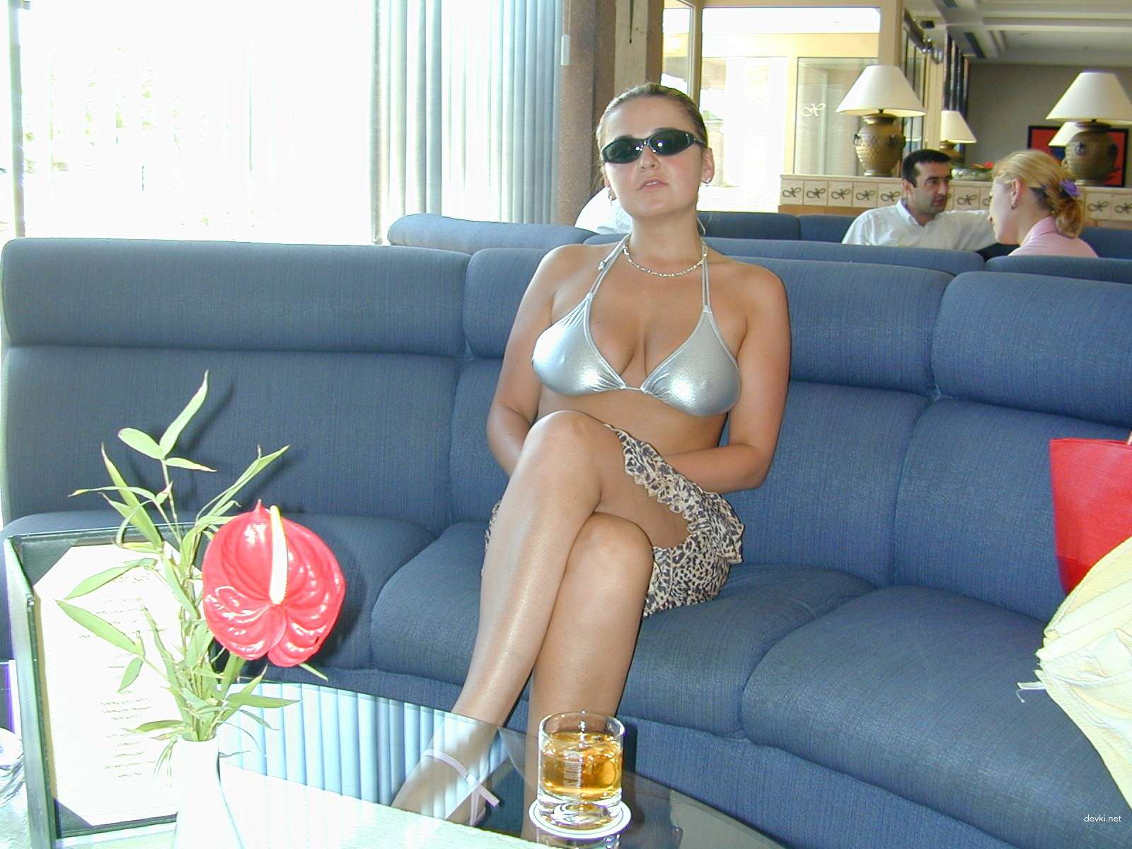 Amateur Busty Blonde Relaxing - Explicit Vacation Boobs Pic
