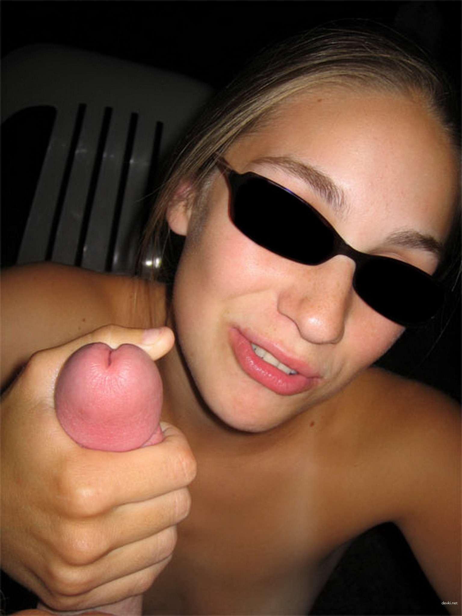 Amateur Girl with Unshaven Pussy Covered in Cum