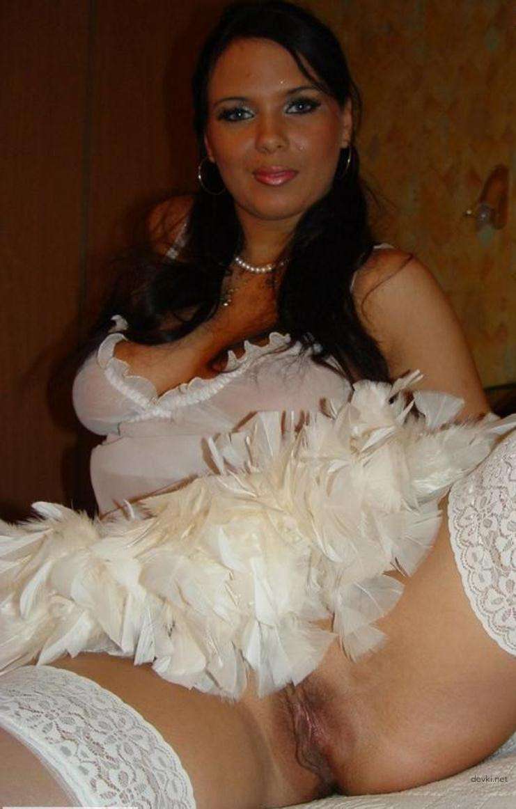 Brunette Beauty Strips Naked in White Dress - Amateur Porn Pic