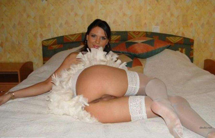 Brunette Beauty Strips Naked in White Dress - Amateur Porn Pic