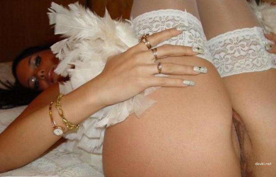 Brunette Beauty Strips Naked in White Dress - Amateur Porn Pic