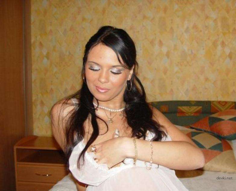 Brunette Beauty Strips Naked in White Dress - Amateur Porn Pic