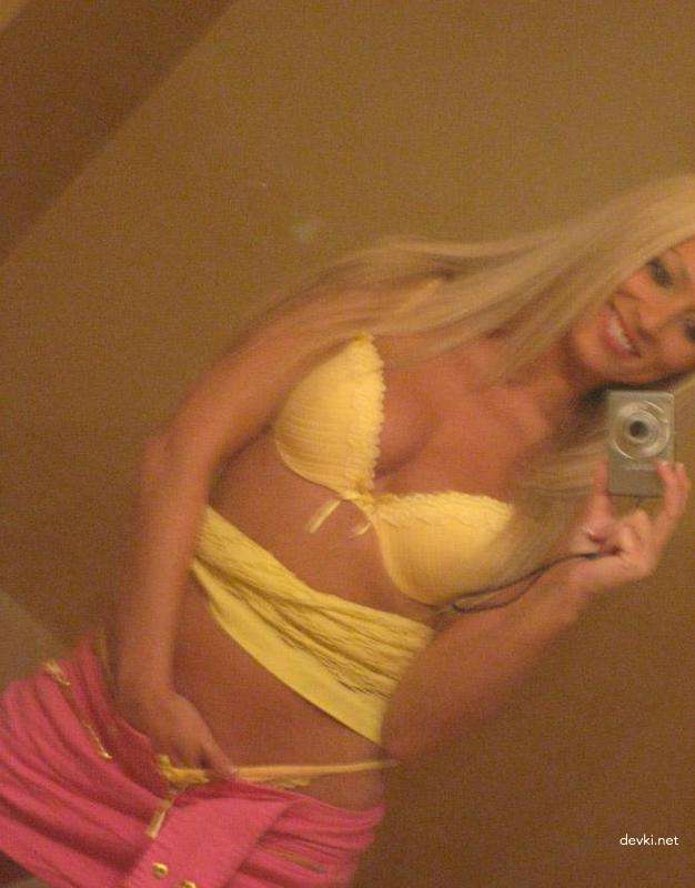 Blonde Slut Covered in Oil Takes Cumshot in Mouth - Amateur Porn Photo