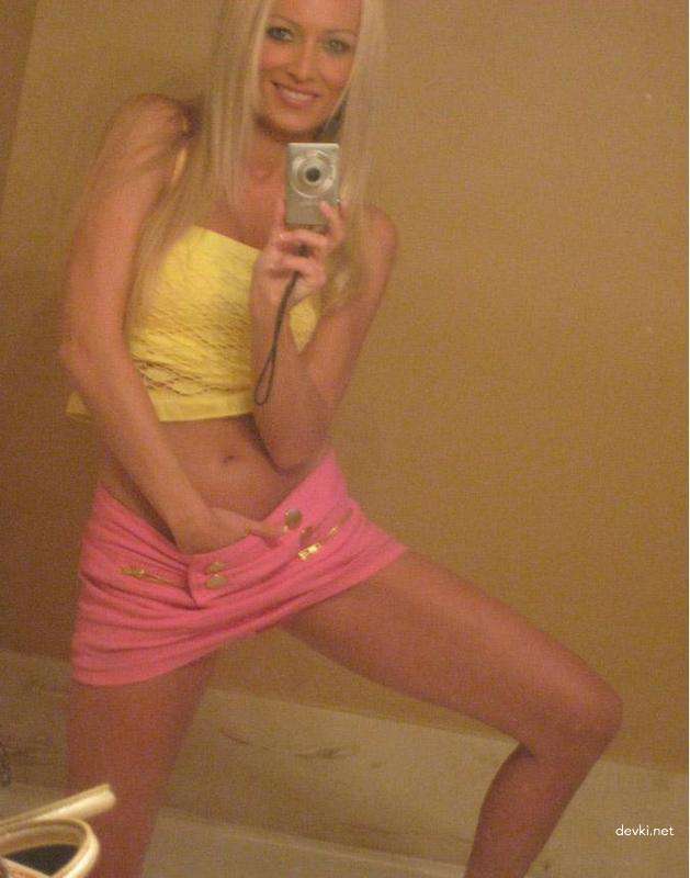 Blonde Slut Covered in Oil Takes Cumshot in Mouth - Amateur Porn Photo