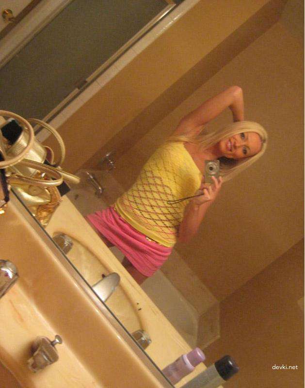 Blonde Slut Covered in Oil Takes Cumshot in Mouth - Amateur Porn Photo