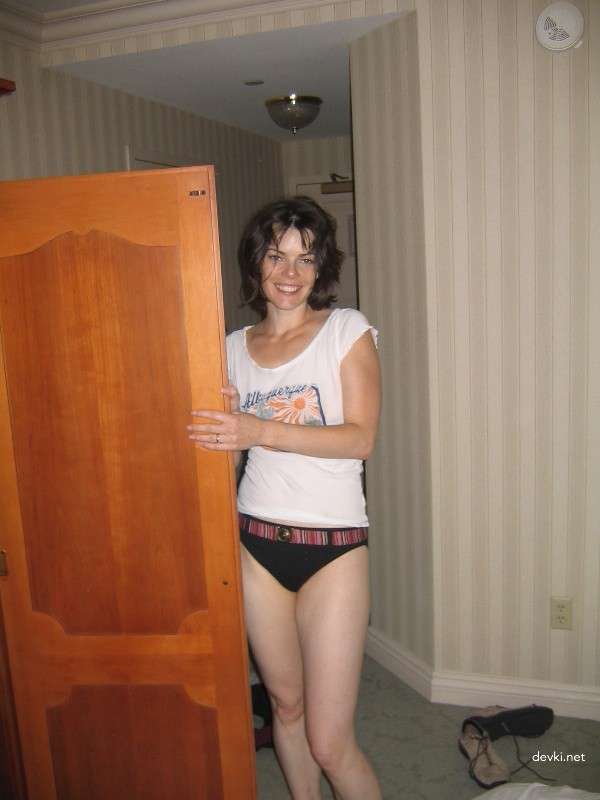 Slender Brunette with Two Guys: Explicit Amateur Porn Photo