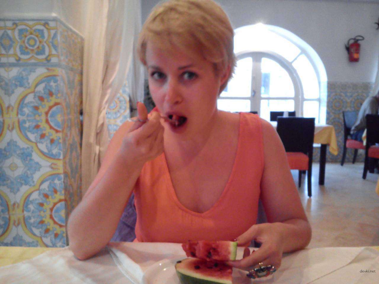 Juicy Blonde Deepthroats Cock in Amateur Porn Photo