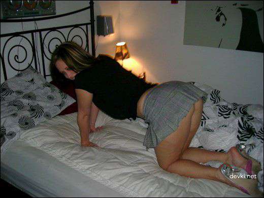 Nude Brunette in Gray Skirt: Explicit Amateur Photo Shoot