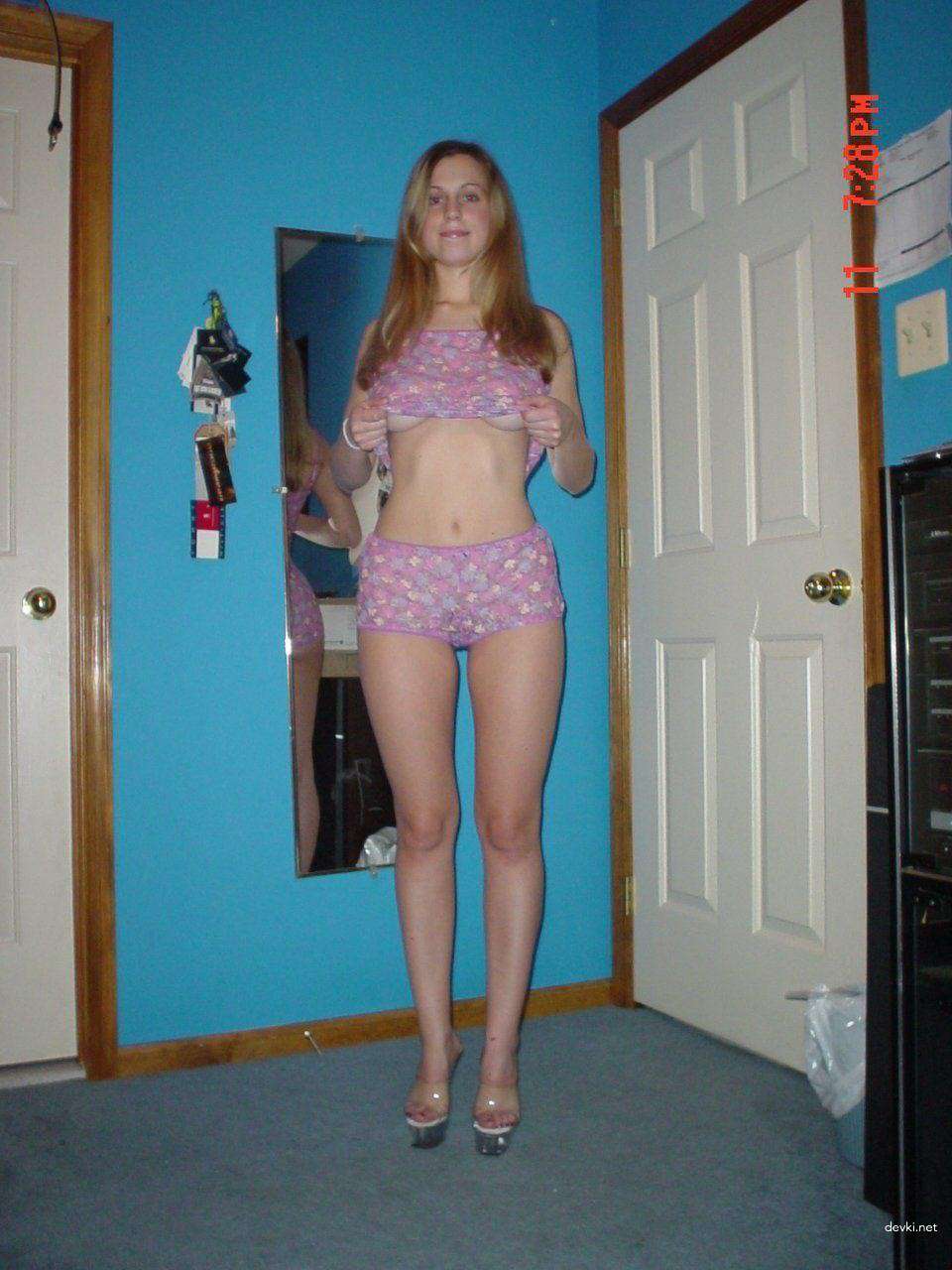 Skinny Blonde Poses Naked - Explicit Amateur Porn Photo