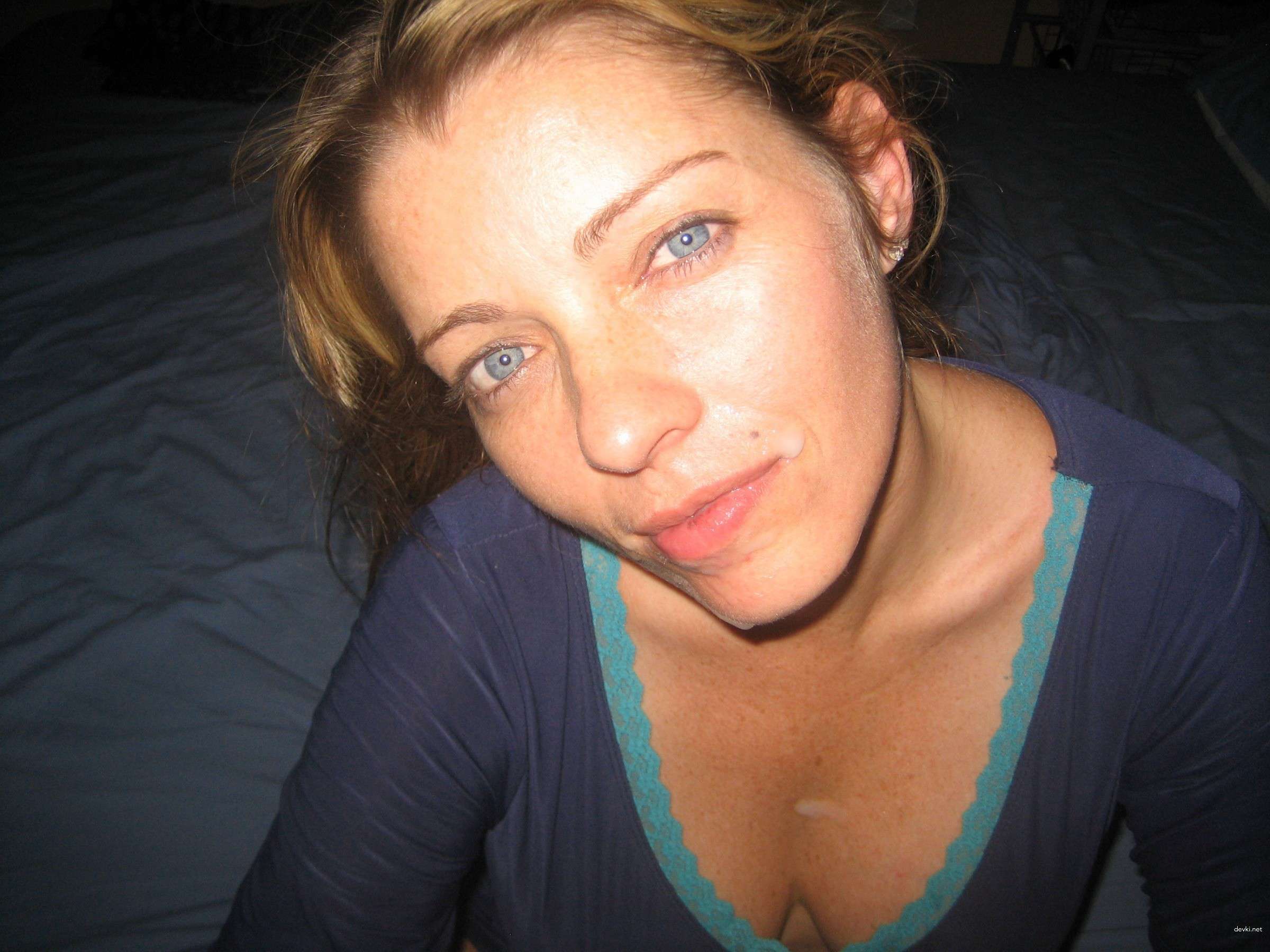 Raunchy Home Blowjob in Handcuffs - Amateur Porn Photo