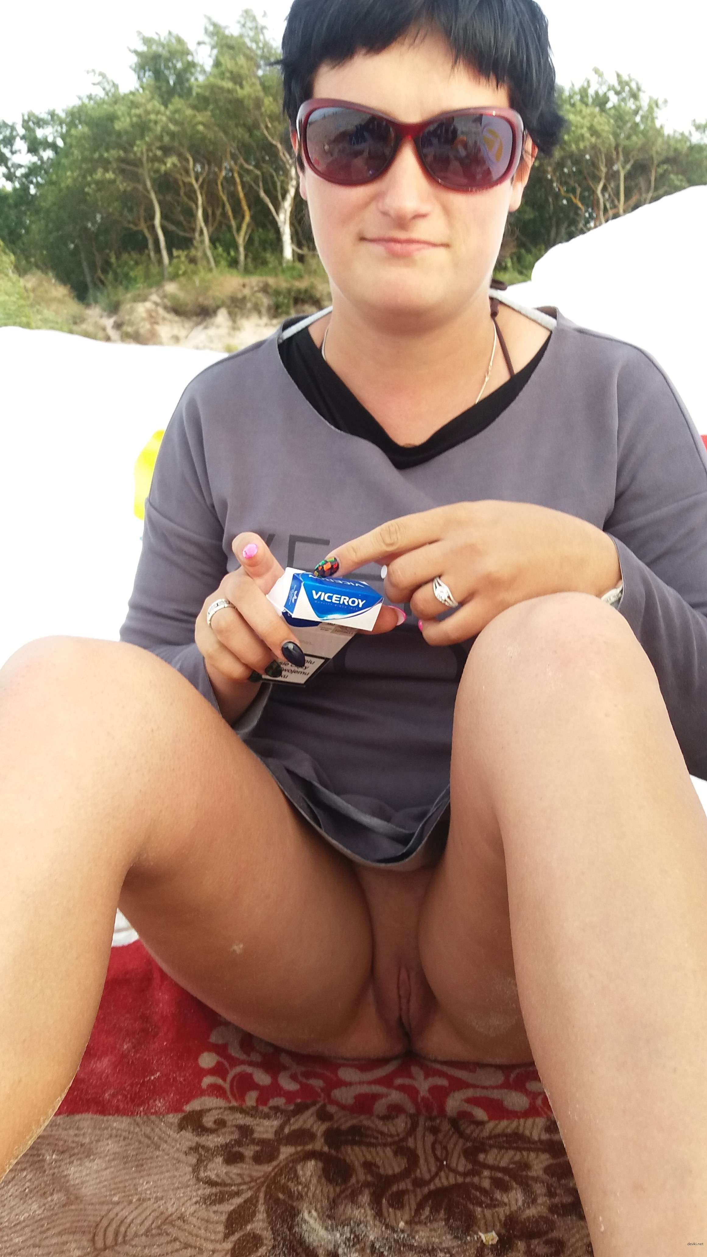 Naked Woman on Beach: Explicit Amateur Nude Photo