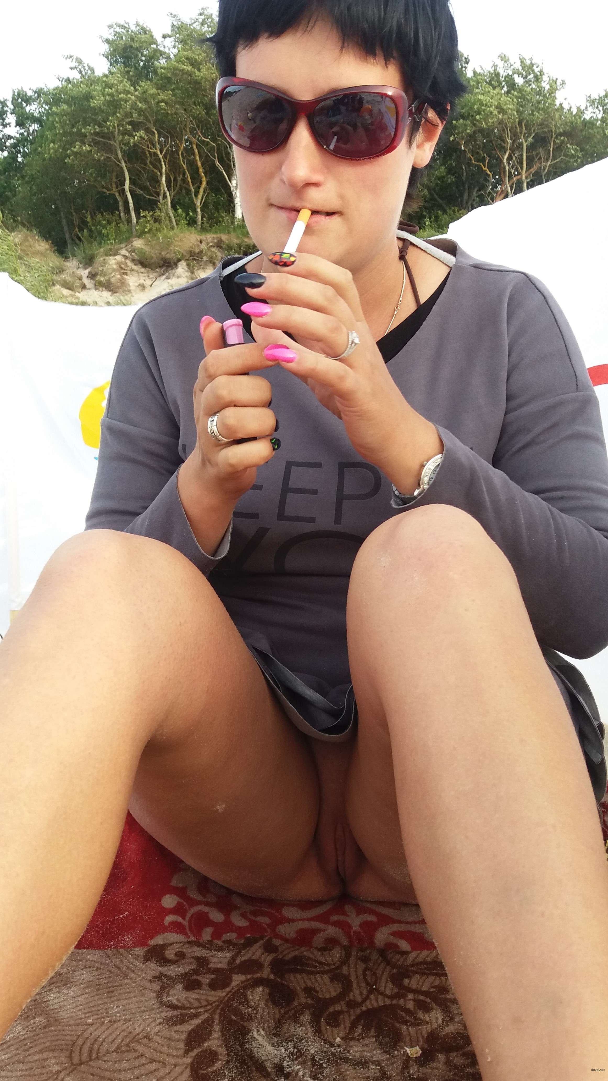 Naked Woman on Beach: Explicit Amateur Nude Photo