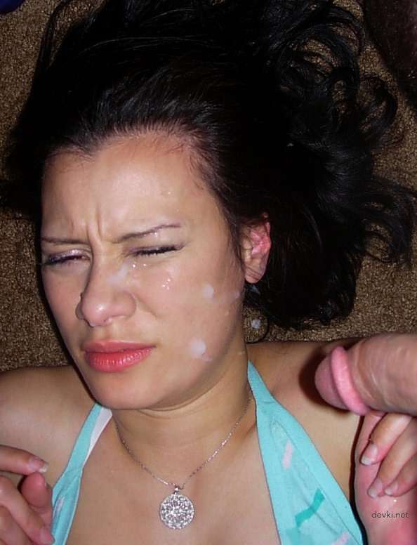 Amateur Guy Cums on Girl's Face - Explicit Facial Cumshot Photo