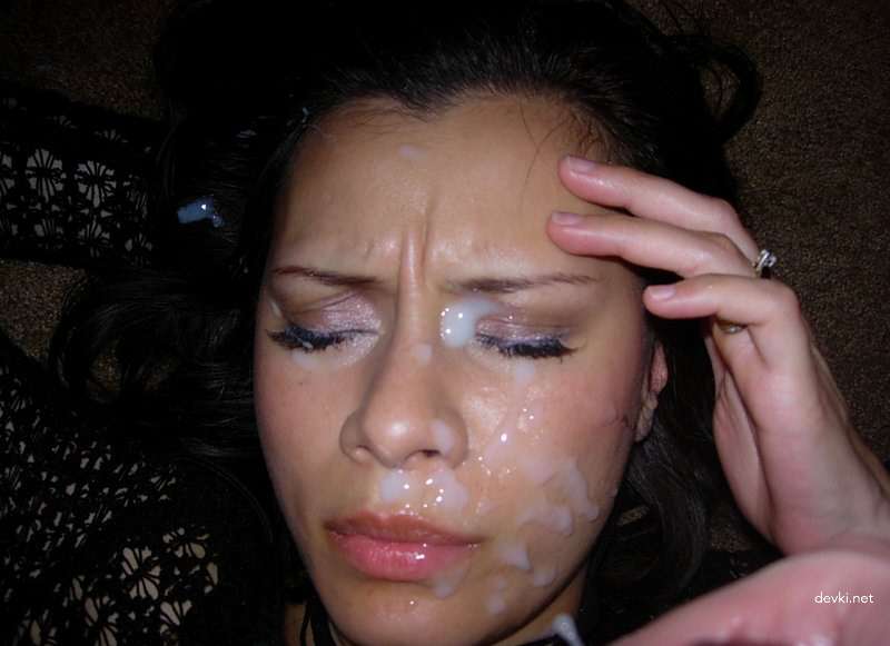 Amateur Guy Cums on Girl's Face - Explicit Facial Cumshot Photo