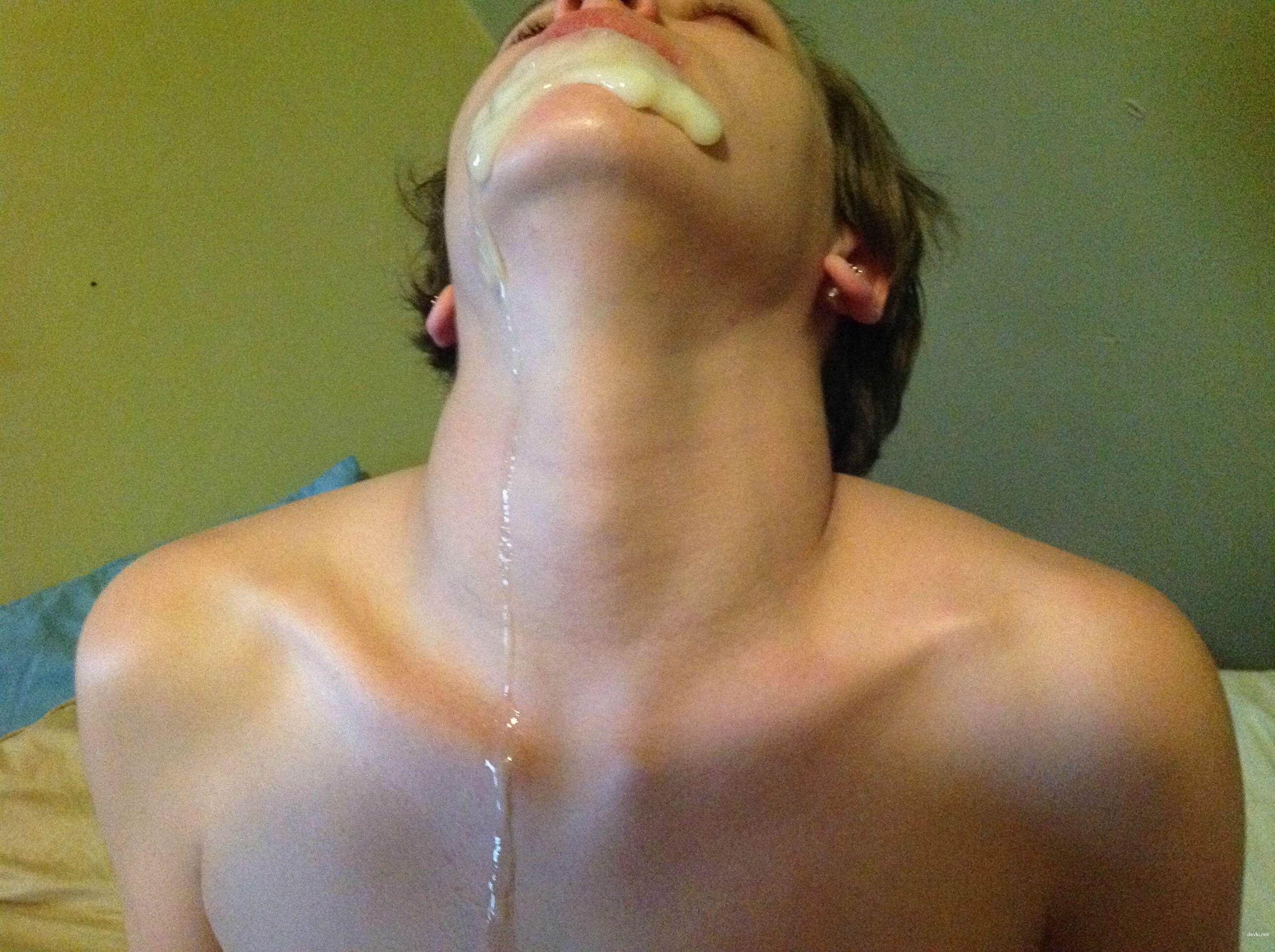 Hot Amateur Facial Cumshot - Slut Gets Covered in Cum