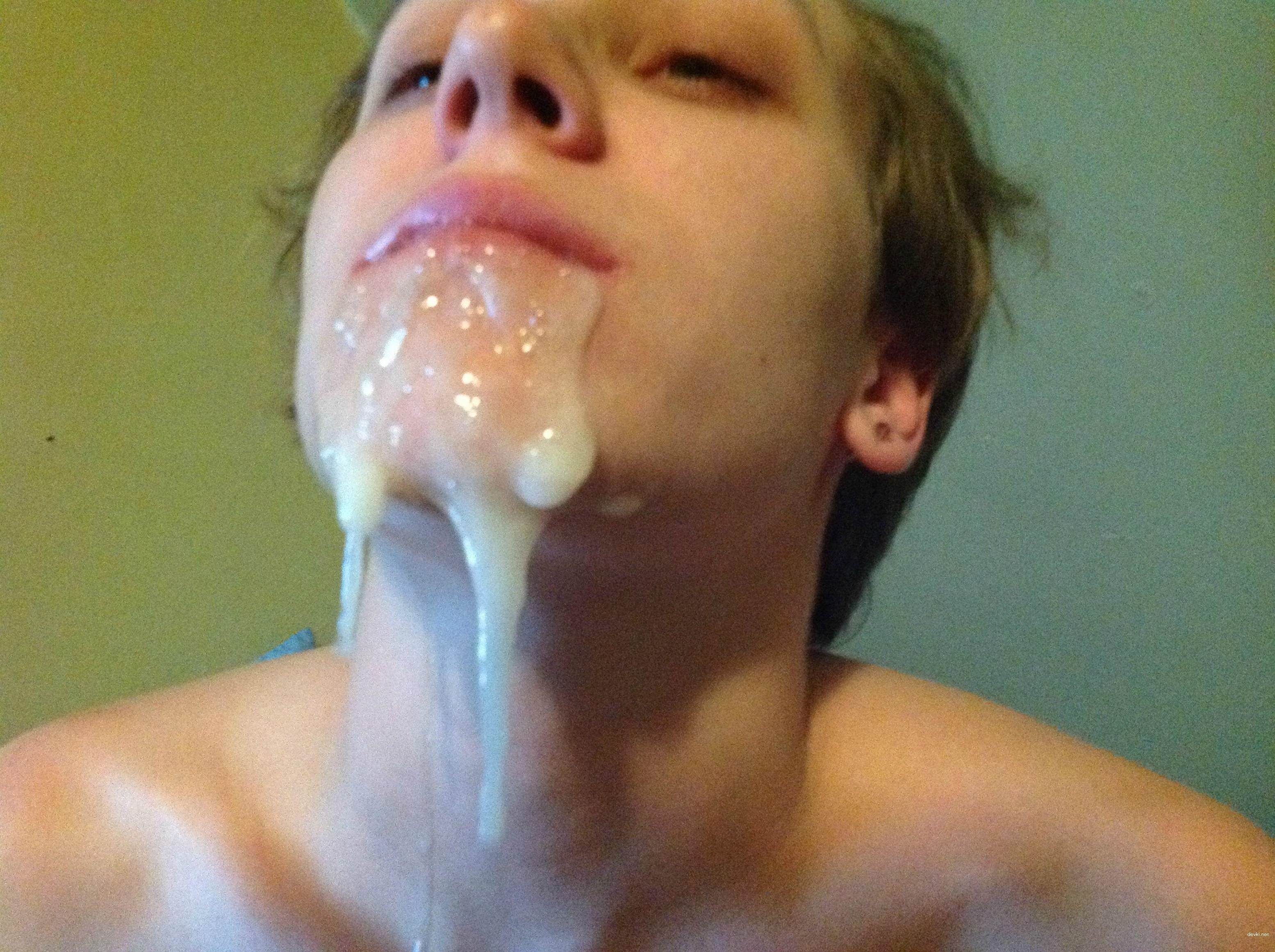 Hot Amateur Facial Cumshot - Slut Gets Covered in Cum