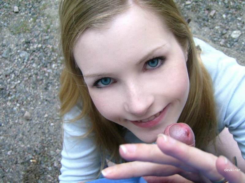 Hot babe sucks cock in public and fucks herself at home