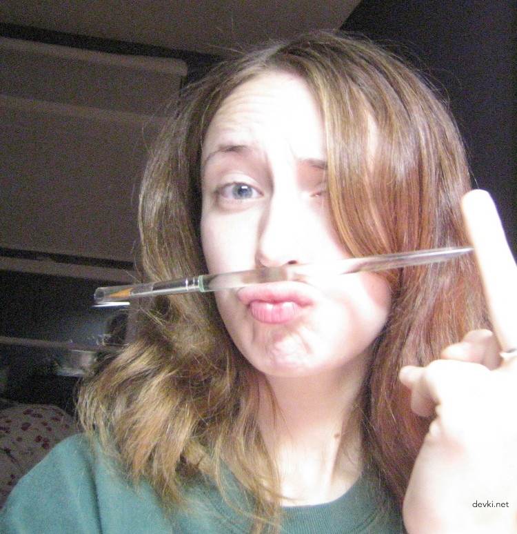 Girl in Striped Stockings Fucks Herself - Amateur Porn Photo