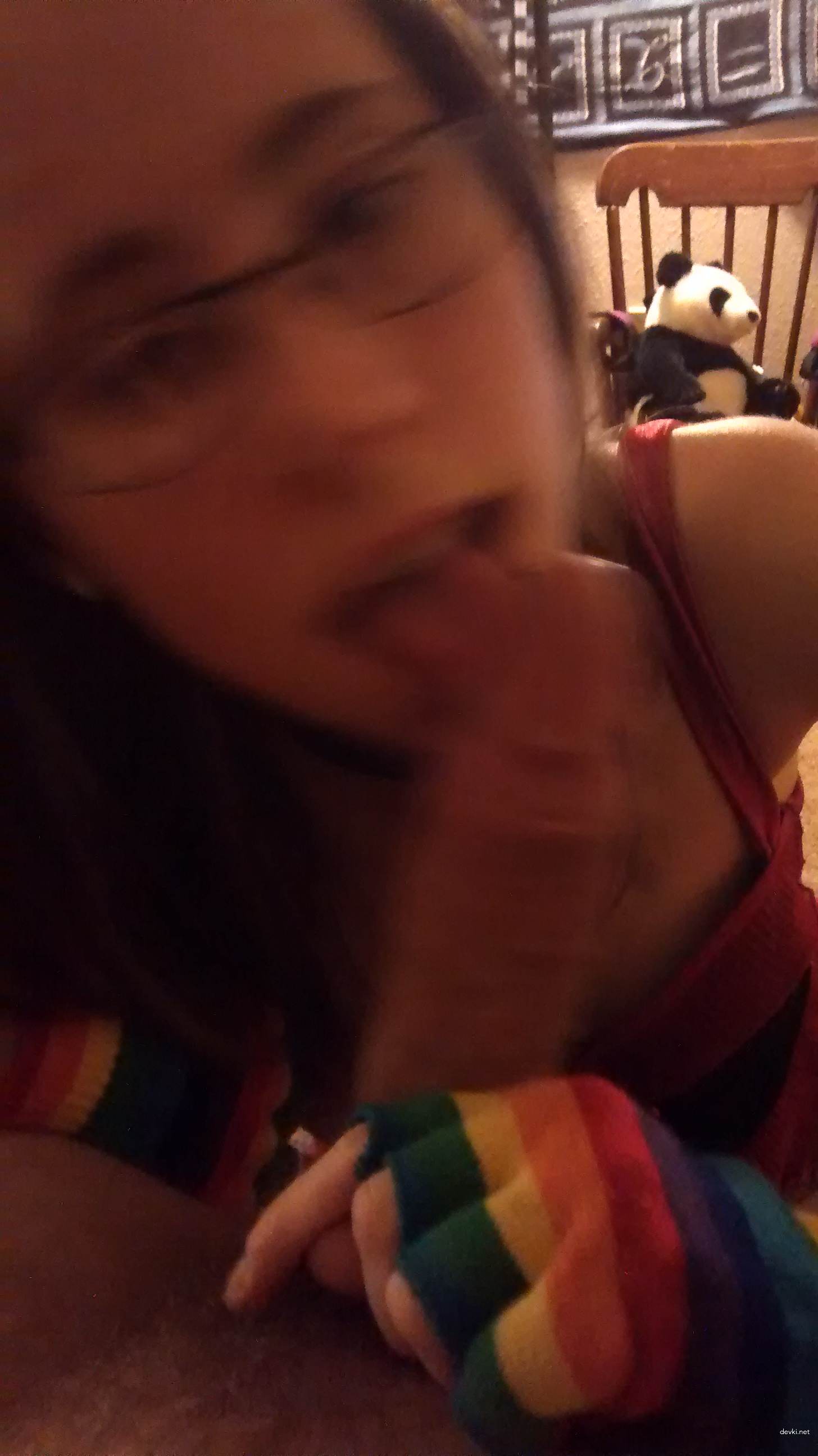 Hairy Pussy Girl Sucks Cock - Explicit Amateur Blowjob Photo