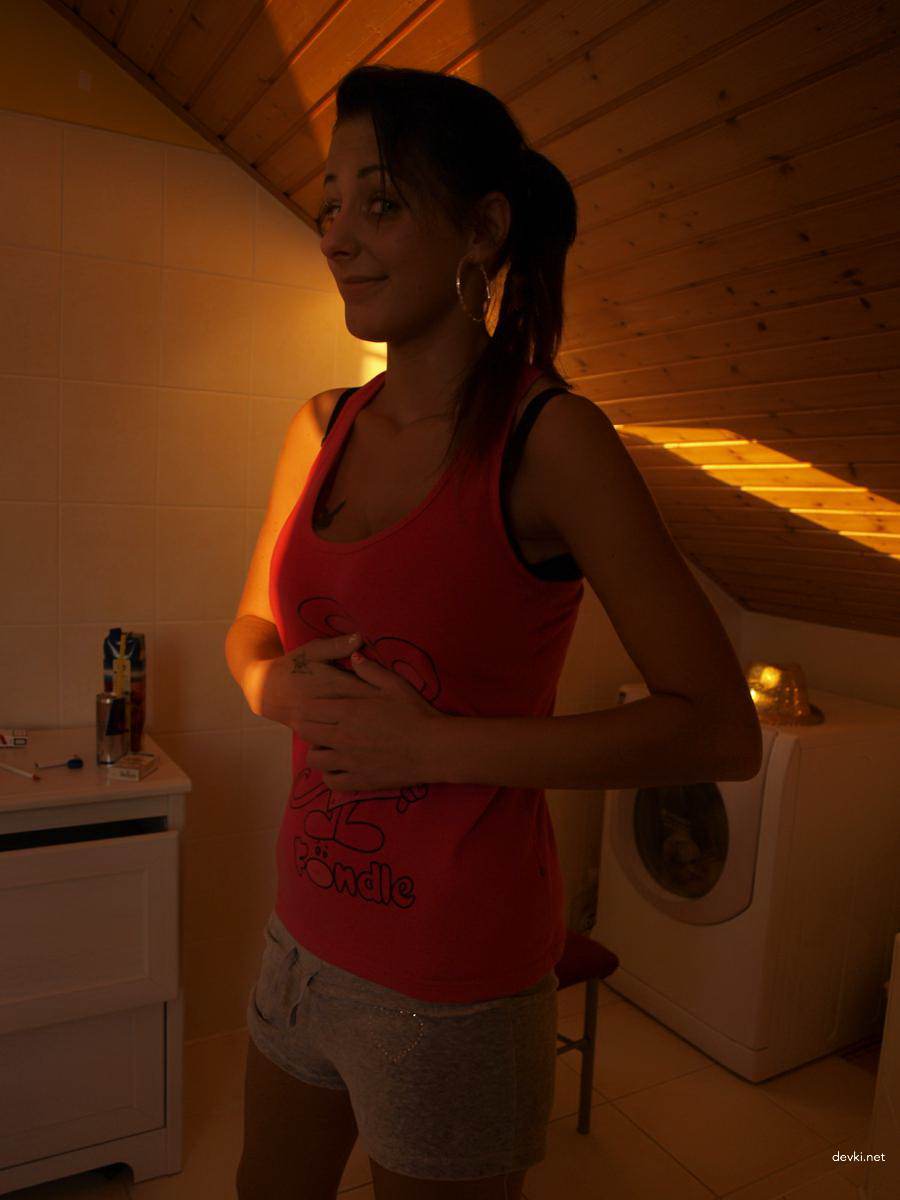 Skinny Busty Brunette's Erotic Amateur Photo Shoot