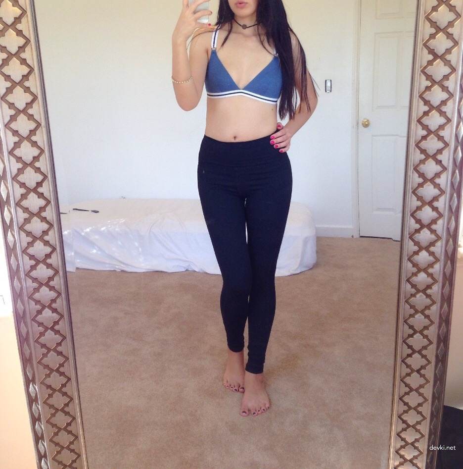 Seductive Skinny Brunette Flaunts in Stockings and Fucks Herself