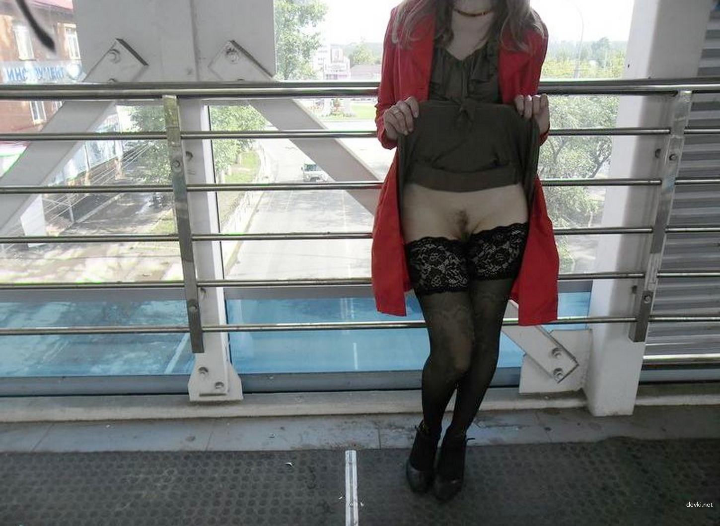 Amateur Babe Struts Pantyless in Stockings - Explicit Amateur Photo