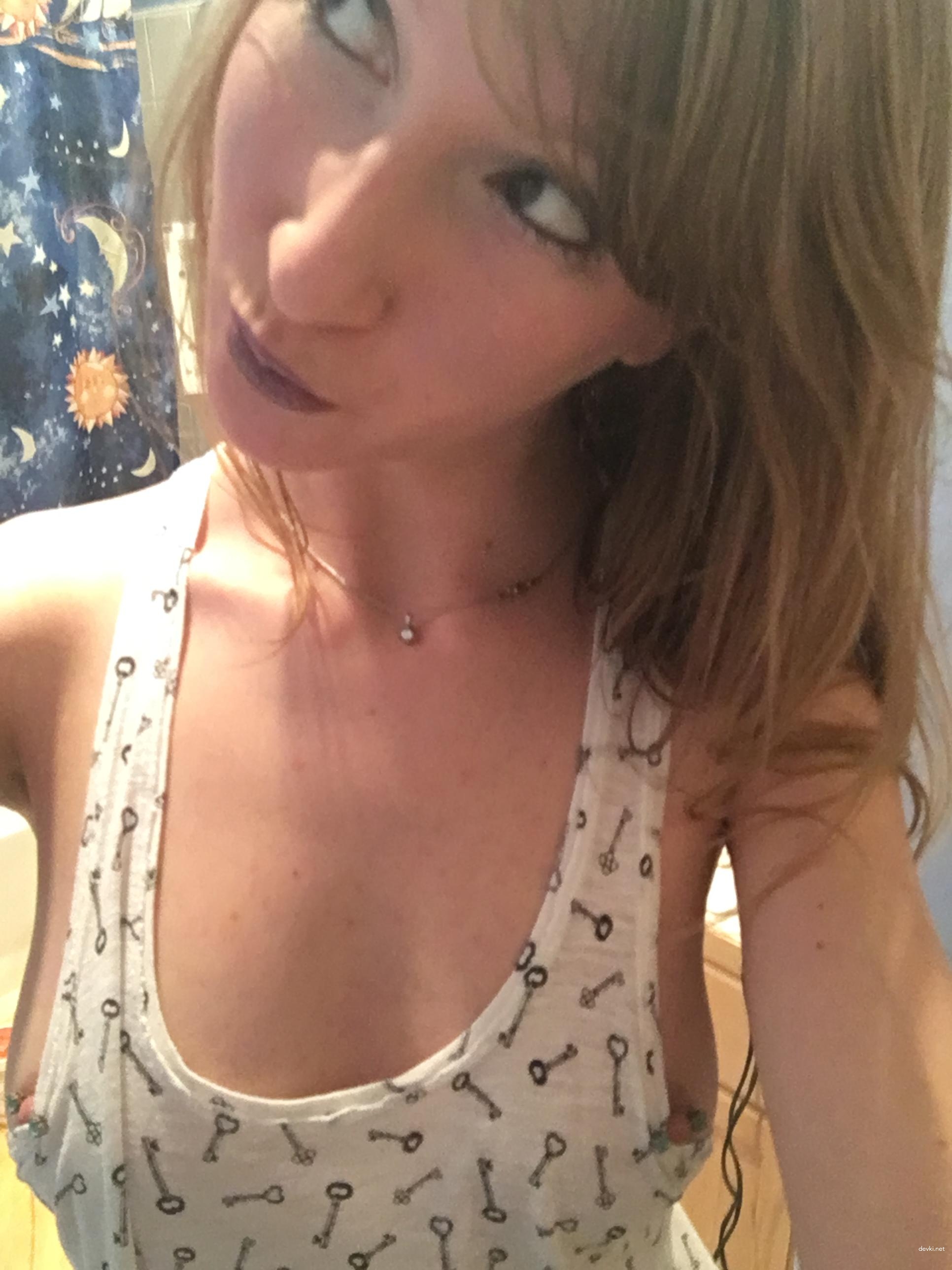 Slender Blonde Masturbates Solo - Explicit Amateur Porn Photo