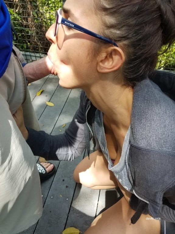 Outdoor Blowjob: Amateur Girl Sucks Dick in Nature - Explicit Porn Photo