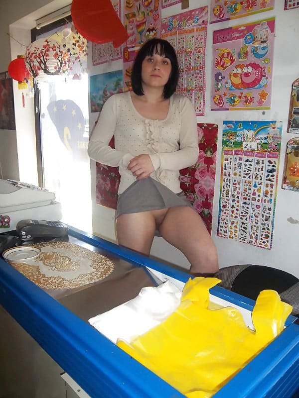 Store Clerk Sucks Security Guard in Storage Room - Amateur Porn Photo