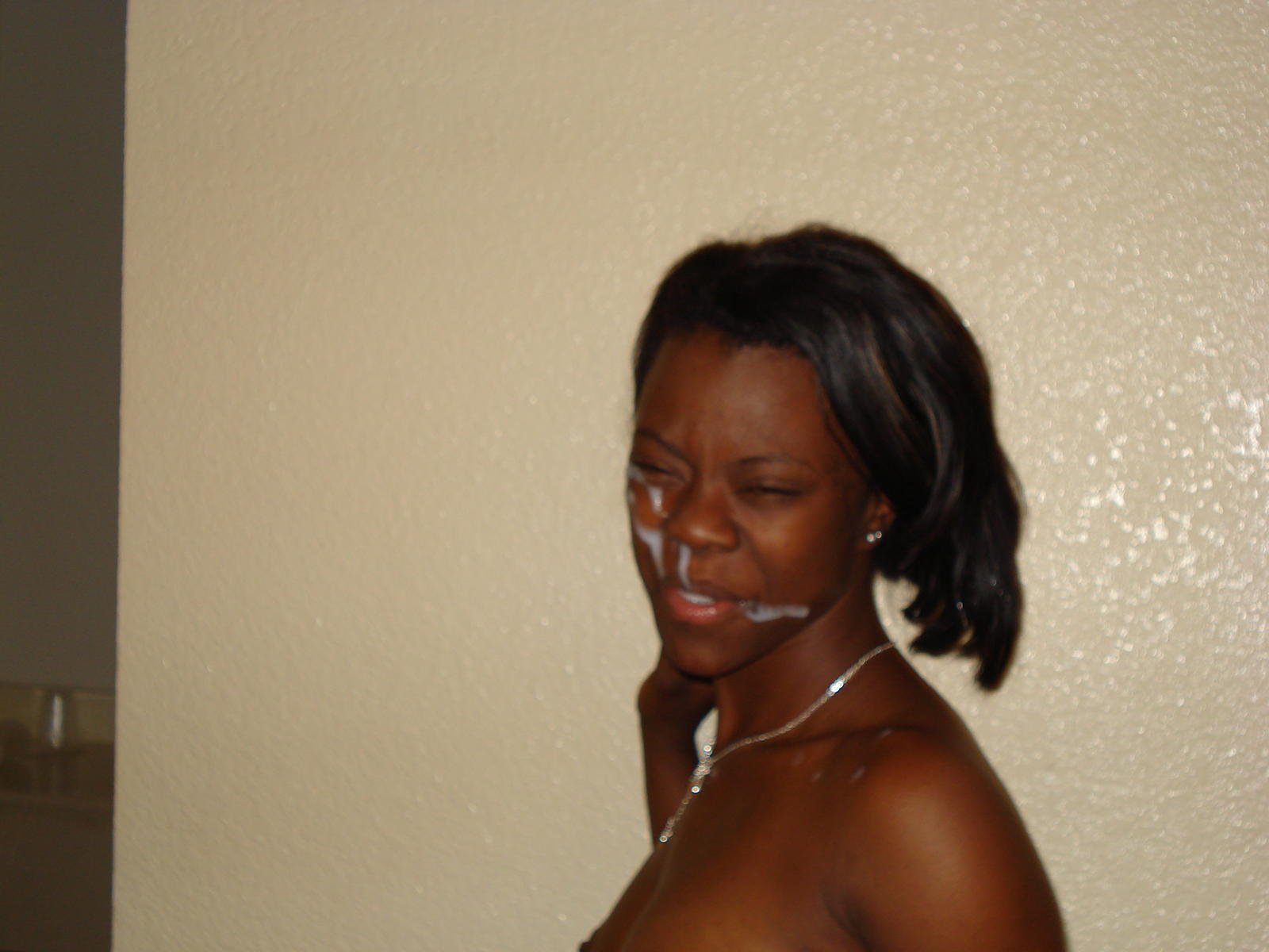 Interracial Facial: White Cum on Black Face Amateur Porn Pic