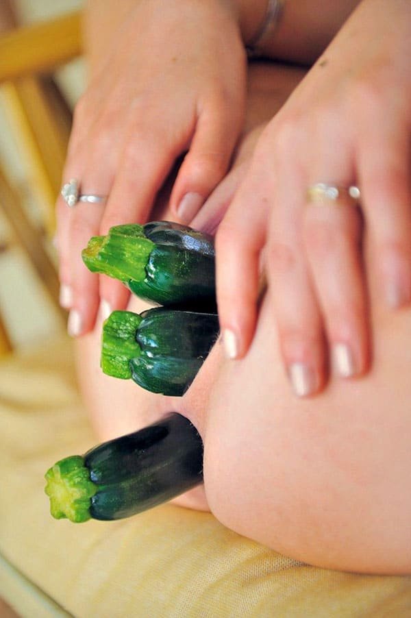 Full cucumber anal amateur porn photo - Explicit anal play with vegetables