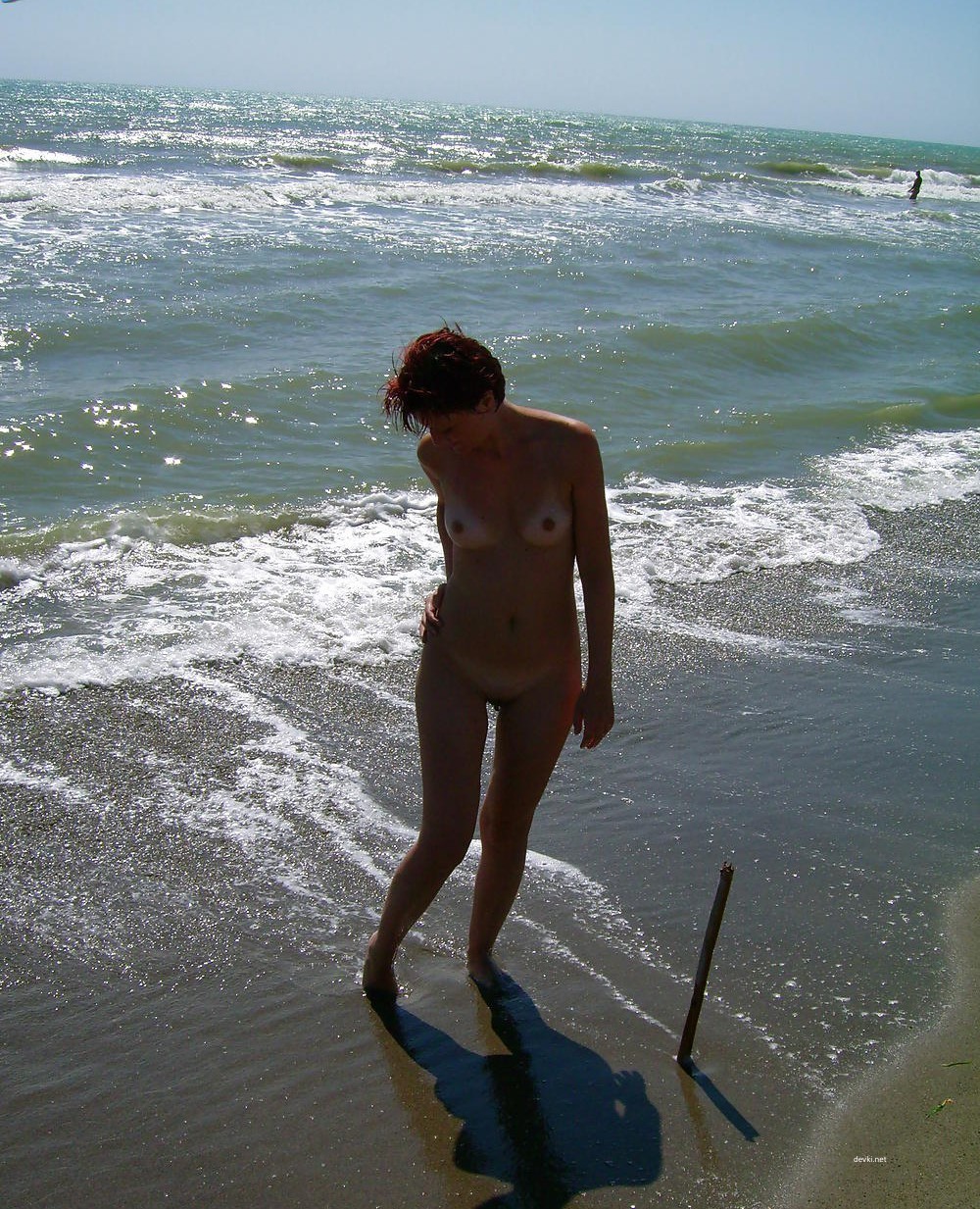 Fiery Nude Redhead by the Sea: Amateur Nudist Exposed