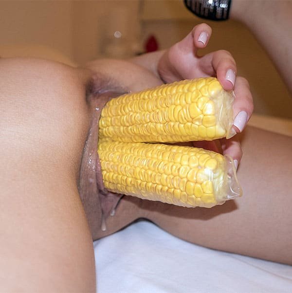 Corn Masturbation: Amateur Porn Photo Featuring Explicit Solo Play