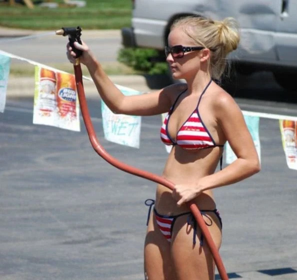 Seductive Bikini Girls Washing Cars - 35 Explicit Photos