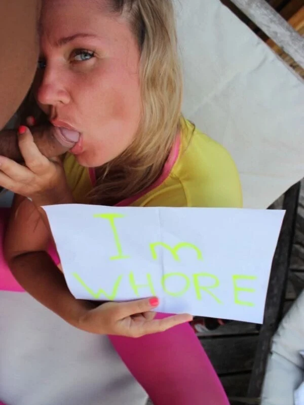 Blonde Sucks and Licks Balls - Explicit Amateur Porn Photo