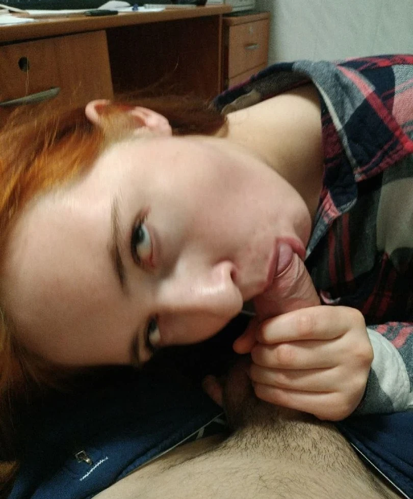 Fiery Redhead Polishes Shaft - Amateur Porn Pic