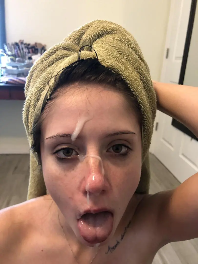 Hot Babe Covered in Cum - Amateur Facial Porn Photo