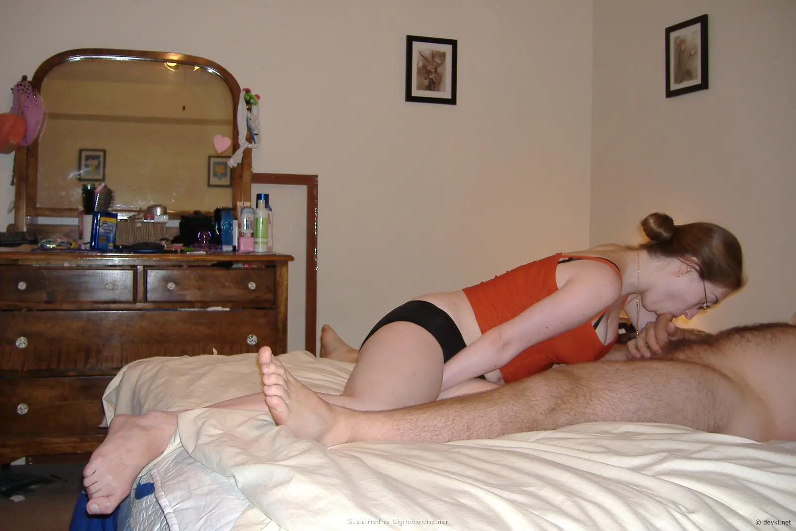 Hot Amateur Girl Sucks Cock in Glasses - Explicit Blowjob Photo