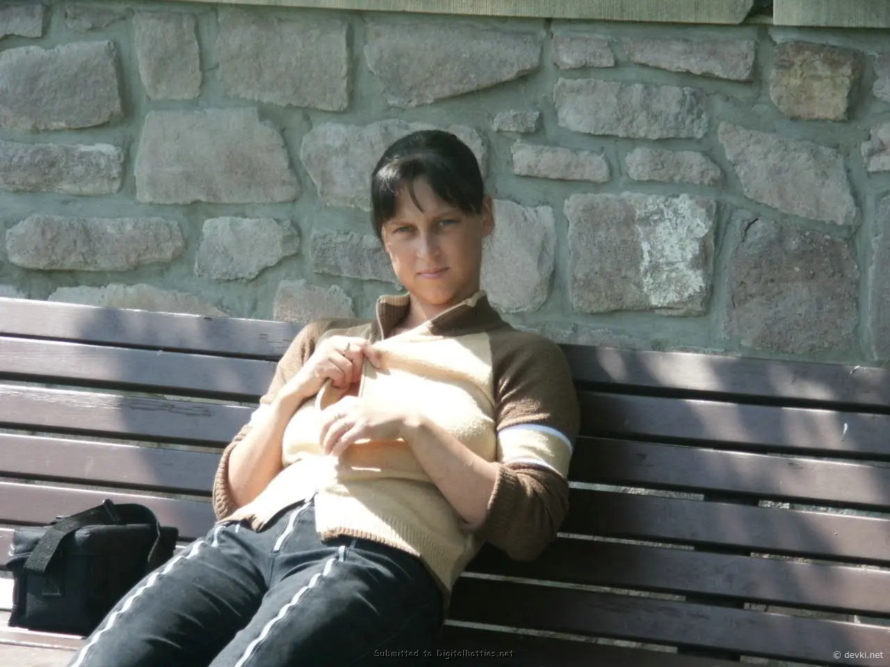 Smiling amateur posing with cock: Explicit homemade porn pic