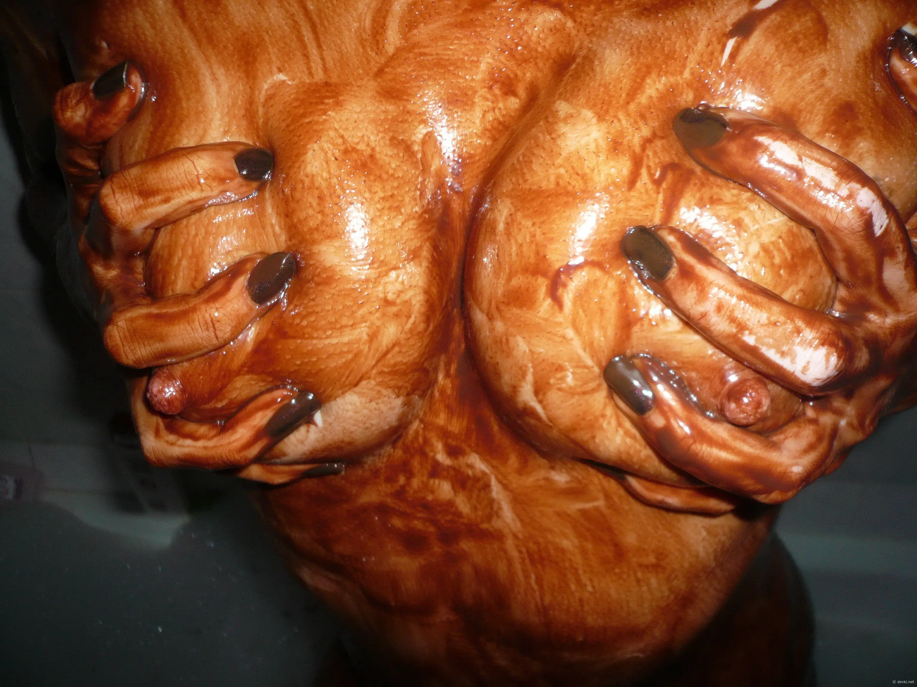 Chocolate-covered babe gives blowjob in amateur porn pic