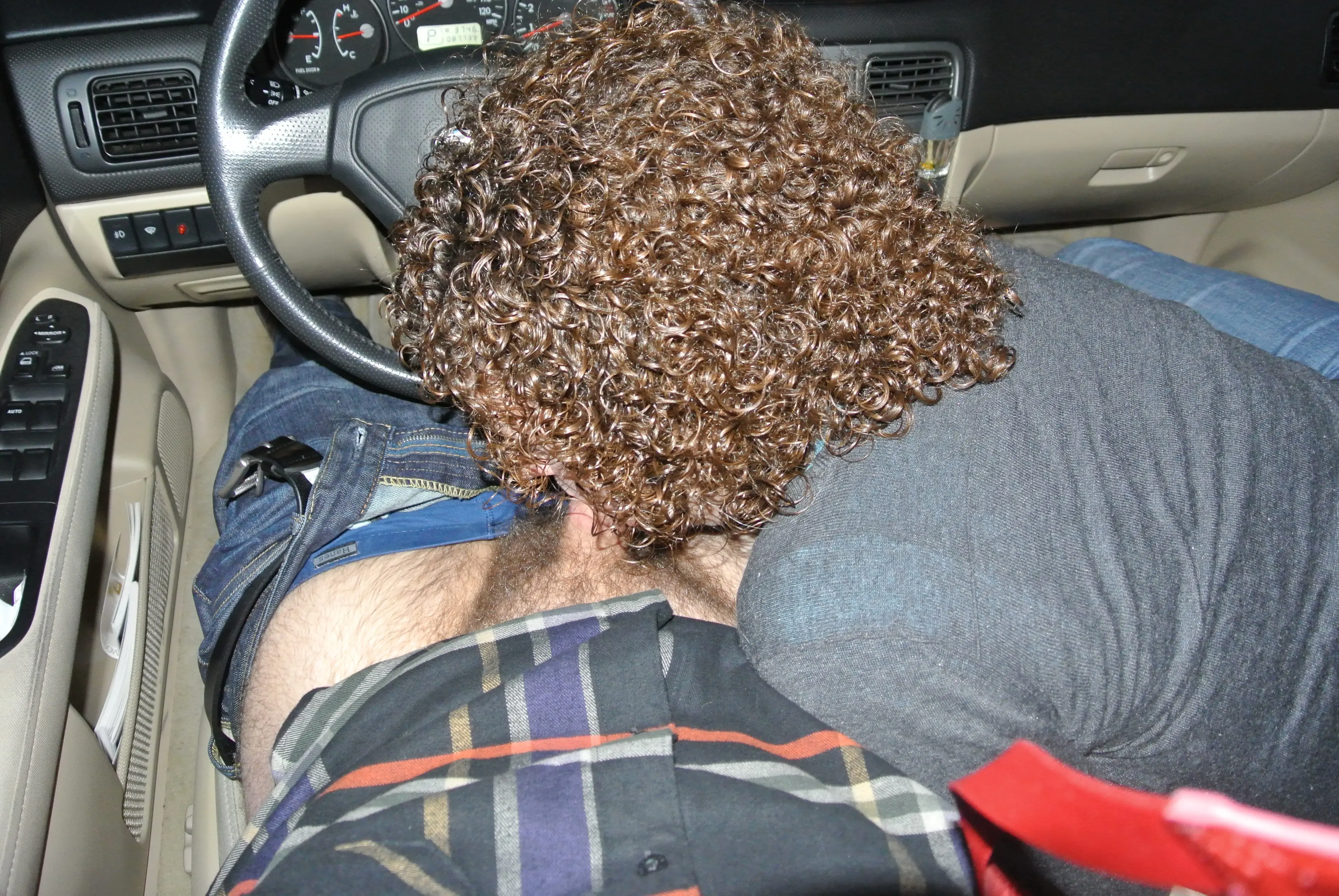 Blowjob in Car: Amateur Slut Sucks Lover's Cock - Explicit Amateur Porn Photo