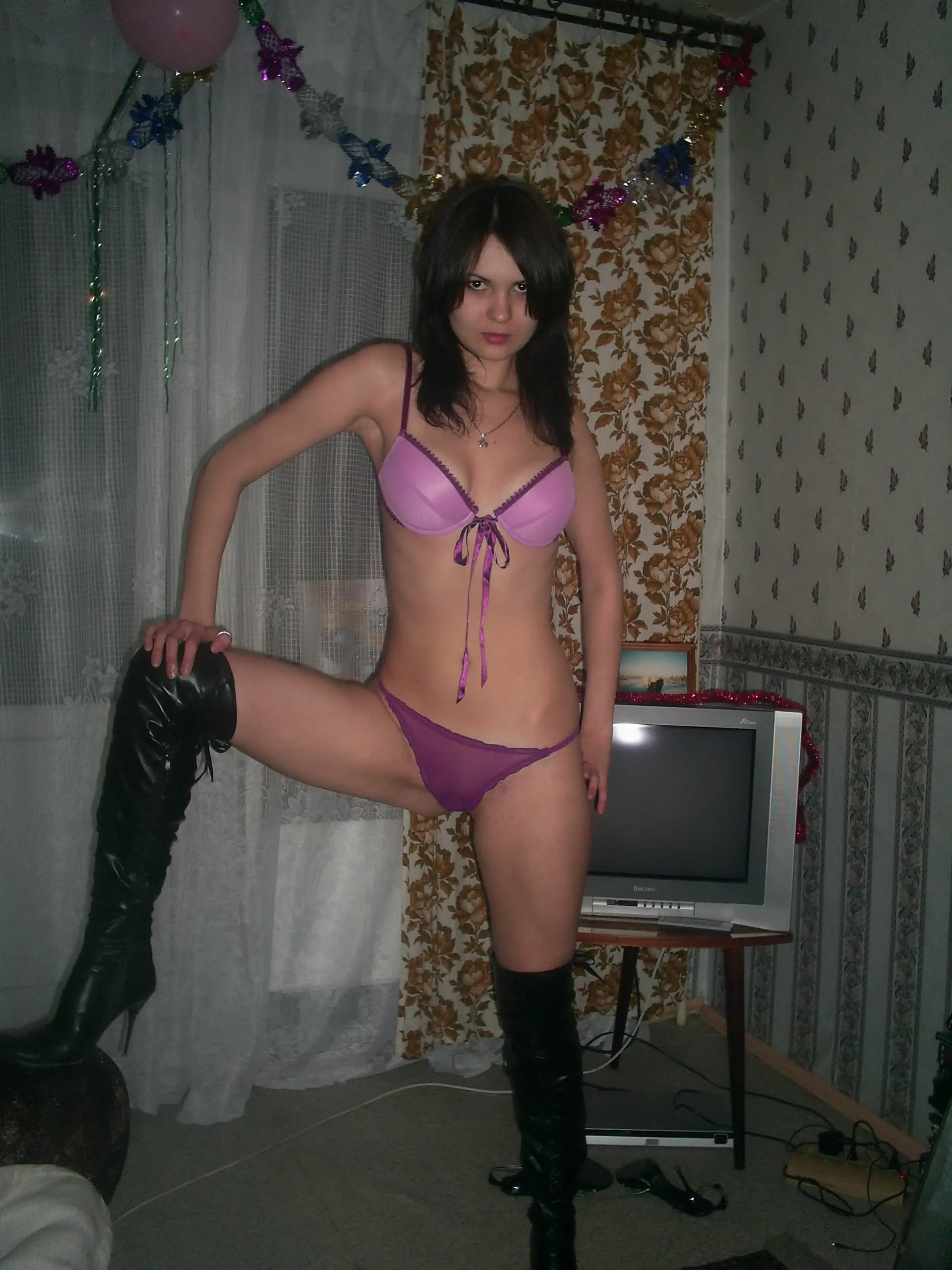 Seductive Lingerie and Boots Pose - Explicitly Sexy Photoshoot