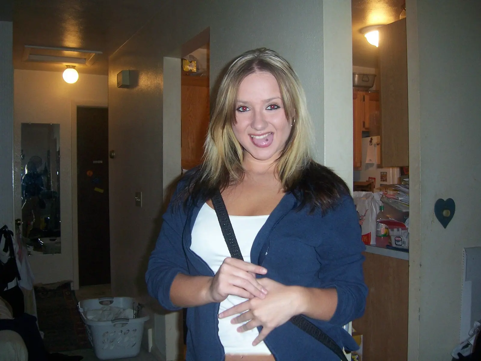 Hot babe covered in cum after blowjob