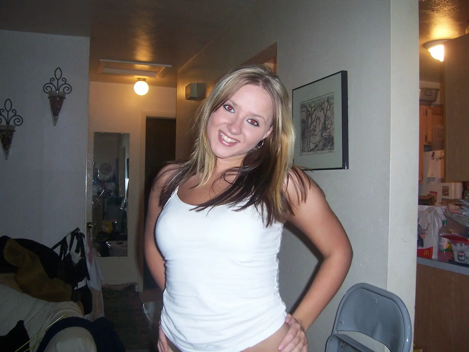 Hot babe covered in cum after blowjob